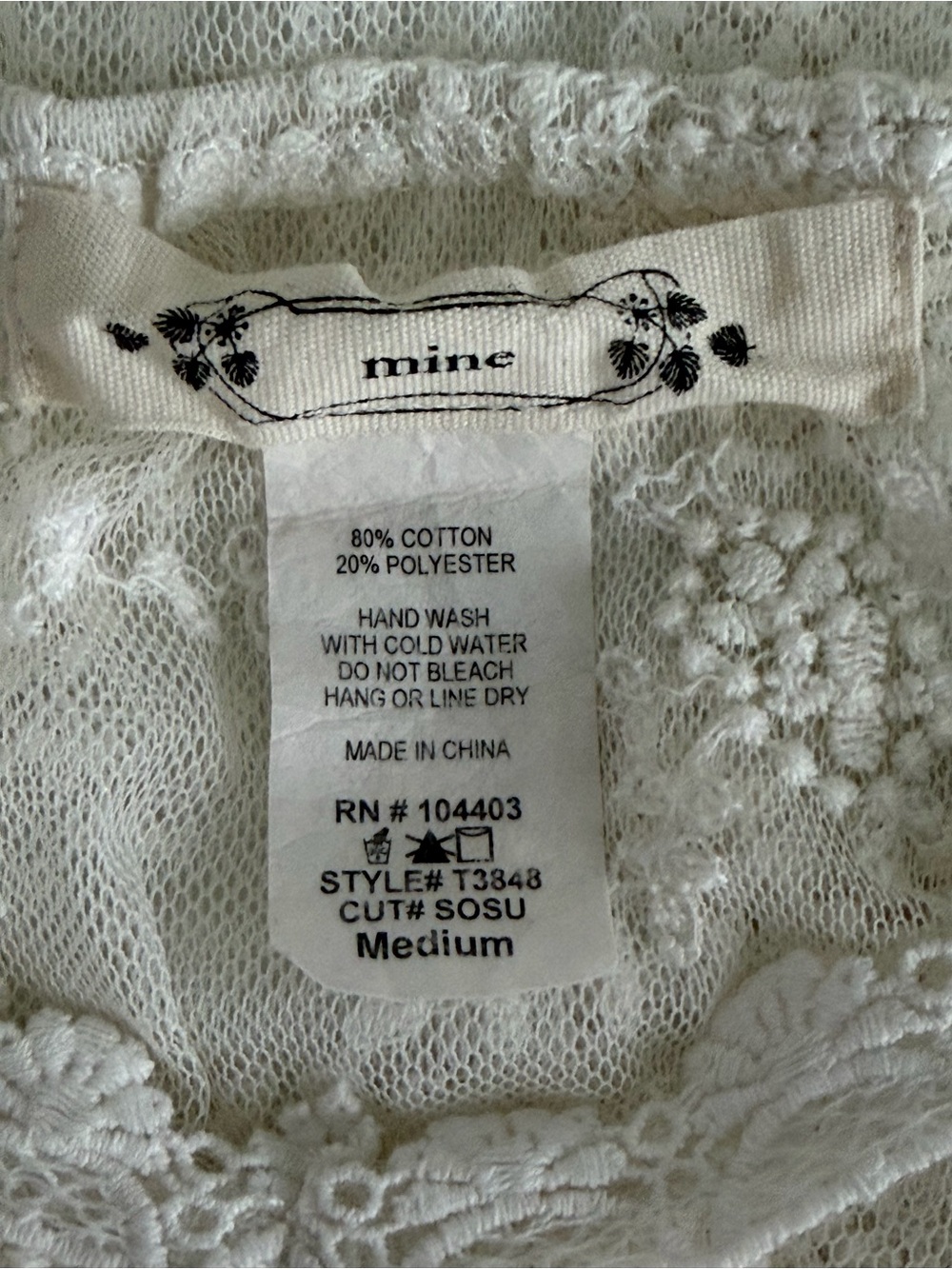Sheer Ivory Lace Embroidered Flutter-Sleeve Top - Picture 5 of 5